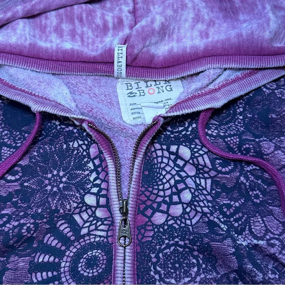 Billabong Vintage Y2K Purple Lace Geometric Burnout Hoodie - Picture 7 of 16